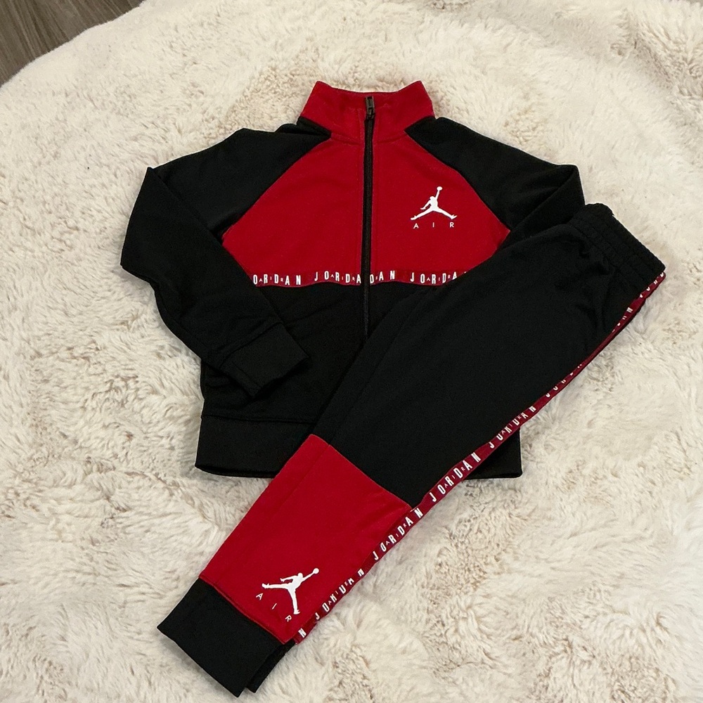 Jordan Kids Red and Black Tracksuit Set